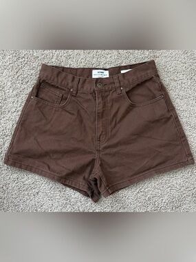 Cotton On High Waist Chocolate Brown Denim Shorts